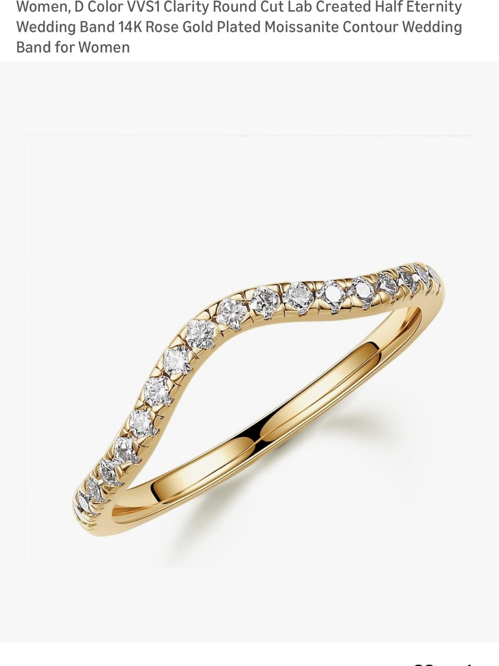 Rose Gold Contour Half-Eternity Band with Round Stones - Women